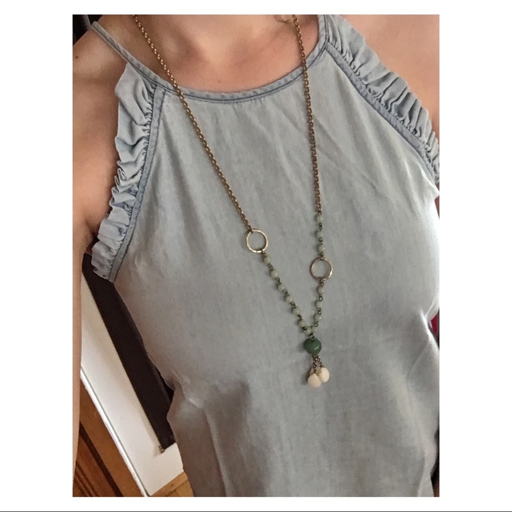 •HP! Light Blue sleeveless Ruffle Detail Blouse•